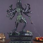 Vintage Brass Kali Mata Statue - 25" Tall, 10 Arms | Black Green Heat Treated Finish | Dashbhuja Kali | Divine Grace & Powerful Presence | Handcrafted Masterpiece